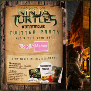 #TMNTmovie Twitter Party 8-5-14 at 9p EST. Join Teenage Mutant Ninja Turtles and Bloggin' Mamas for a chance to win some prizes!
