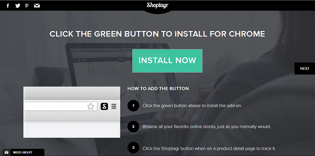 Shoptagr has a bookmarklet you can install to your Google Chrome as an extension.