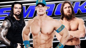 John Cena, Roman Reigns and Daniel Bryan at SmackDown in Ft. Lauderdale 2-17-15