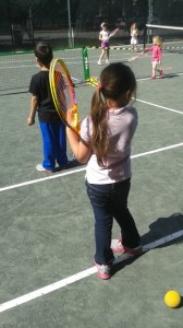 Isabella and Joaquin playing tennis at the Delray Beach Open Kidz Day
