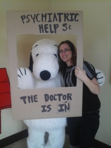 Heather Lopez and Snoopy (The Social Commerce Mom and The Peanuts Movie)