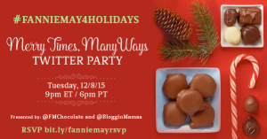 Fannie May & Bloggin' Mamas Merry Times, Many Ways Twitter Party 12-8-15 at 9p EST #FannieMay4Holidays