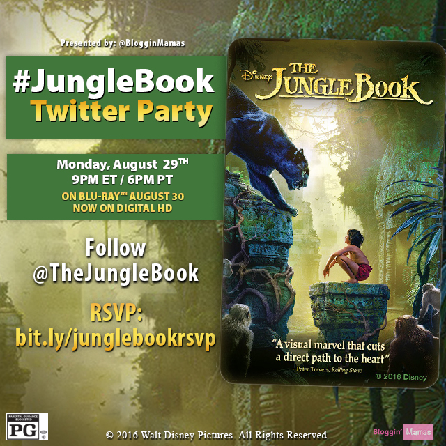 The Jungle Book Twitter Party 8-29-16 at 9p ET. RSVP bit.ly/junglebookrsvp