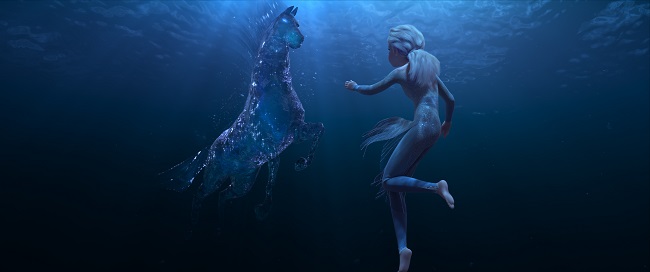 In Walt Disney Animation Studios’ “Frozen 2, Elsa encounters a Nokk—a mythical water spirit that takes the form of a horse—who uses the power of the ocean to guard the secrets of the forest. Featuring the voice of Idina Menzel as Elsa, “Frozen 2” opens in U.S. theaters November 22.